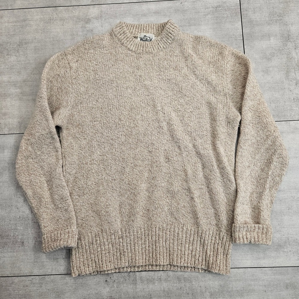 Woolrich Vintage Mens XL Wool Blend Crewneck Sweater Oatmeal Tan Marl 9111‎